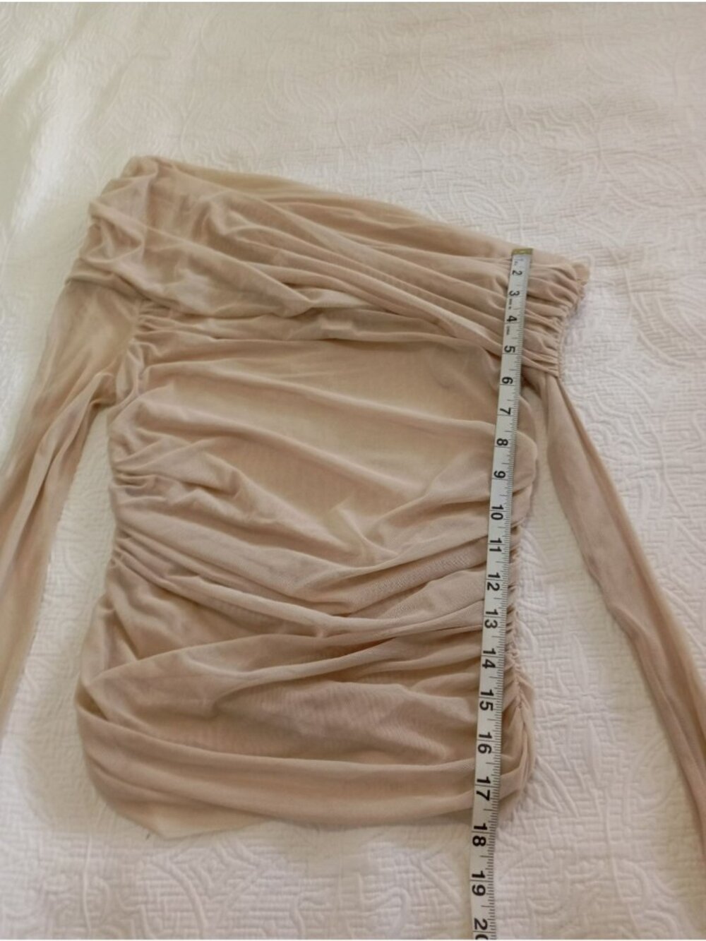 The Sei Beige Ruched One-Shoulder Long Sleeve S Casual Top Womens - Picture 8 of 9